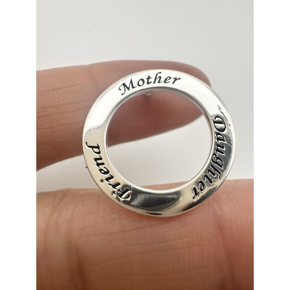 Mother Daughter Friend Circle Pendant Charm Sterling Silver 925